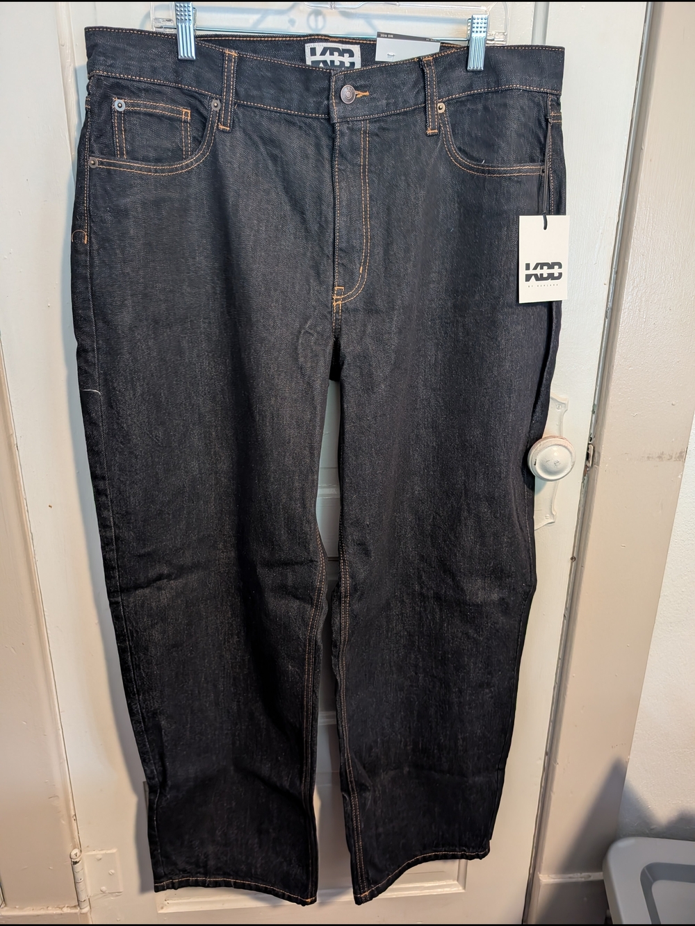 NWT Women's Barrel Wide Leg Mid Rise Dark Indigo Jeans KBB By Kahlana